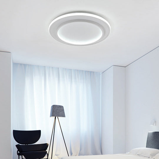 Simple Style White Disk Flush Mount Led Ceiling Light In Warm/White - 18’/21.5’ Wide / 18’