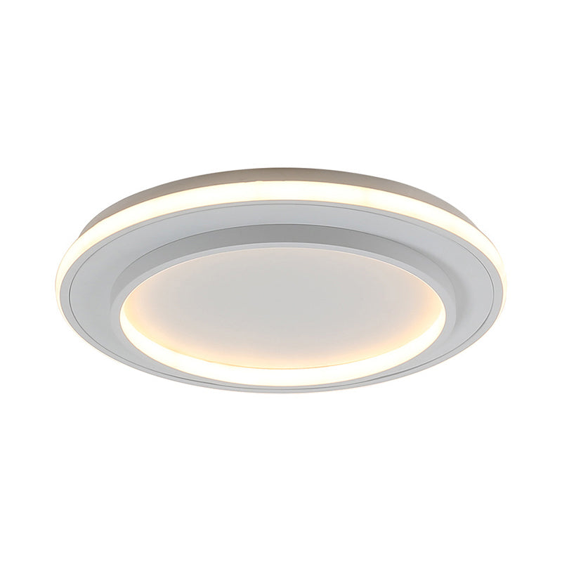 Simple Style White Disk Flush Mount Led Ceiling Light In Warm/White - 18’/21.5’ Wide