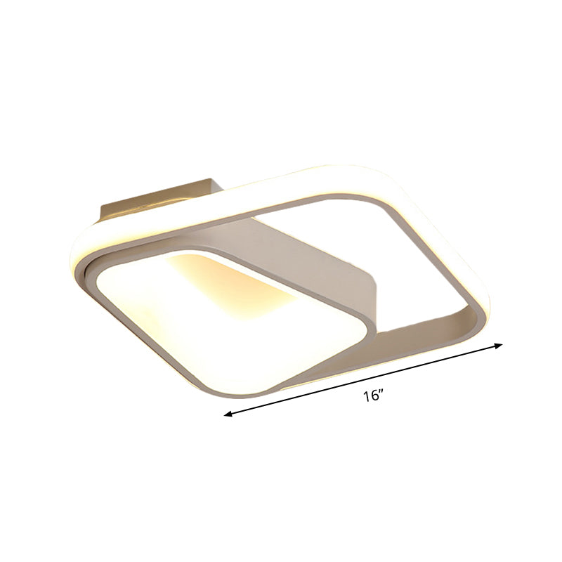 Modern Geometric Metal Flush Mount Led Ceiling Lamp In Gray/White - Natural Light Remote Control &