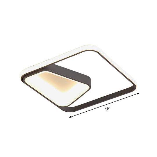 Modern Geometric Metal Flush Mount Led Ceiling Lamp In Gray/White - Natural Light Remote Control &