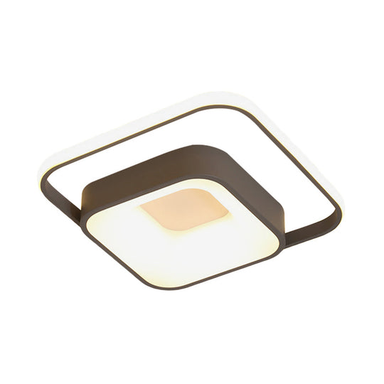 Minimalist Led Ceiling Light Square Metal Fixture With Stepless Dimming And Remote Control In