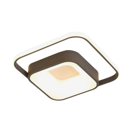 Minimalist Led Ceiling Light Square Metal Fixture With Stepless Dimming And Remote Control In