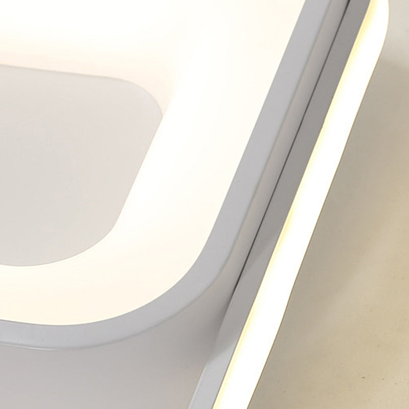 Minimalist Led Ceiling Light Square Metal Fixture With Stepless Dimming And Remote Control In