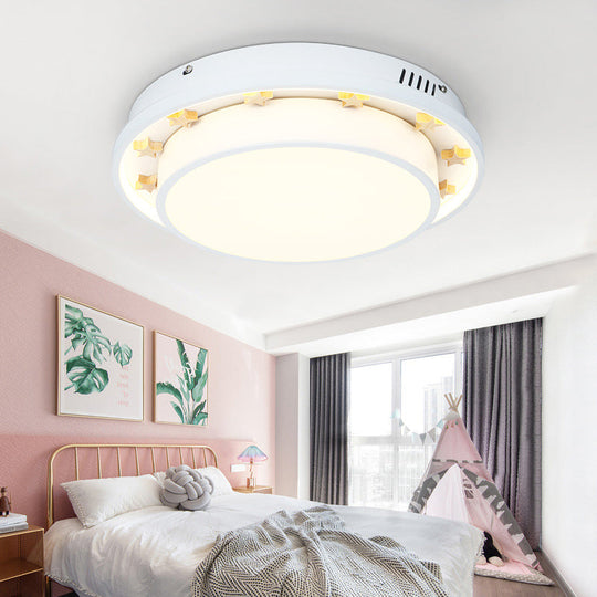 Modernist Metal Led Flush Mount Ceiling Light Fixture For Bedroom - 16’/19.5’ Wide Circular