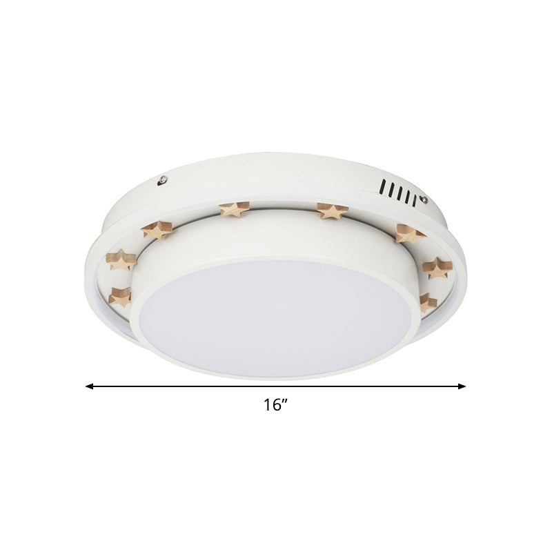 Modernist Metal Led Flush Mount Ceiling Light Fixture For Bedroom - 16’/19.5’ Wide Circular