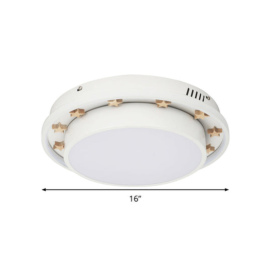 Modernist Metal Led Flush Mount Ceiling Light Fixture For Bedroom - 16’/19.5’ Wide Circular