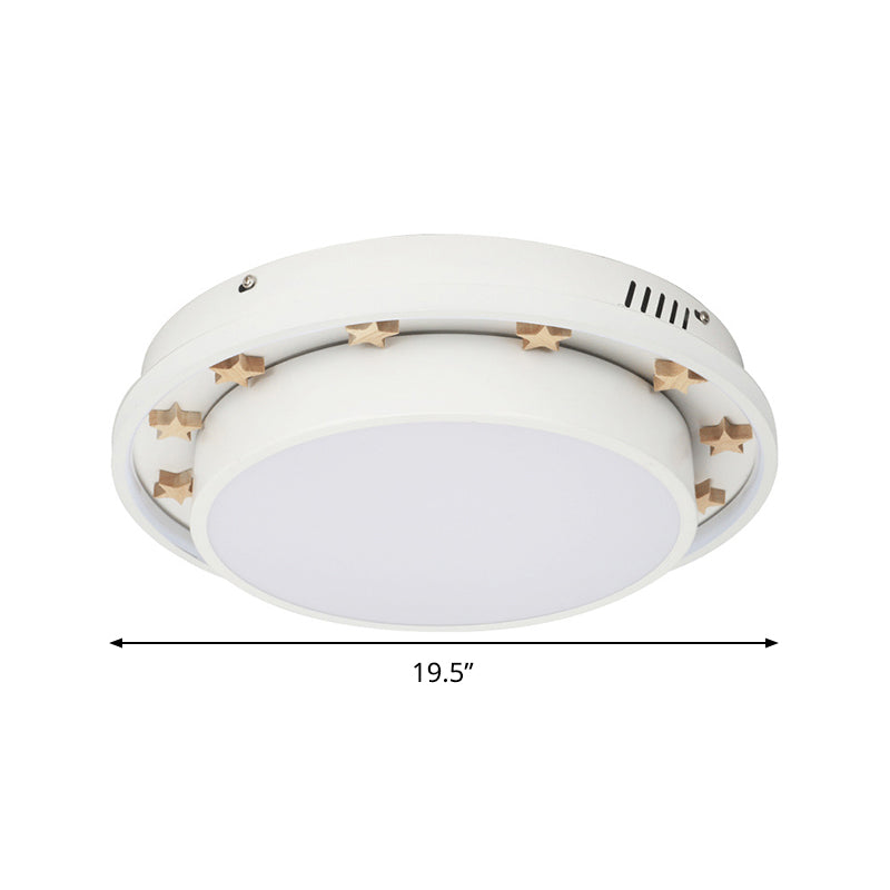 Modernist Metal Led Flush Mount Ceiling Light Fixture For Bedroom - 16’/19.5’ Wide Circular