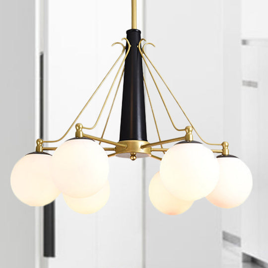 Milky Glass Chandelier Light Fixture - Modern Style 6/8 Lights Gold Finish Ideal For Living Room
