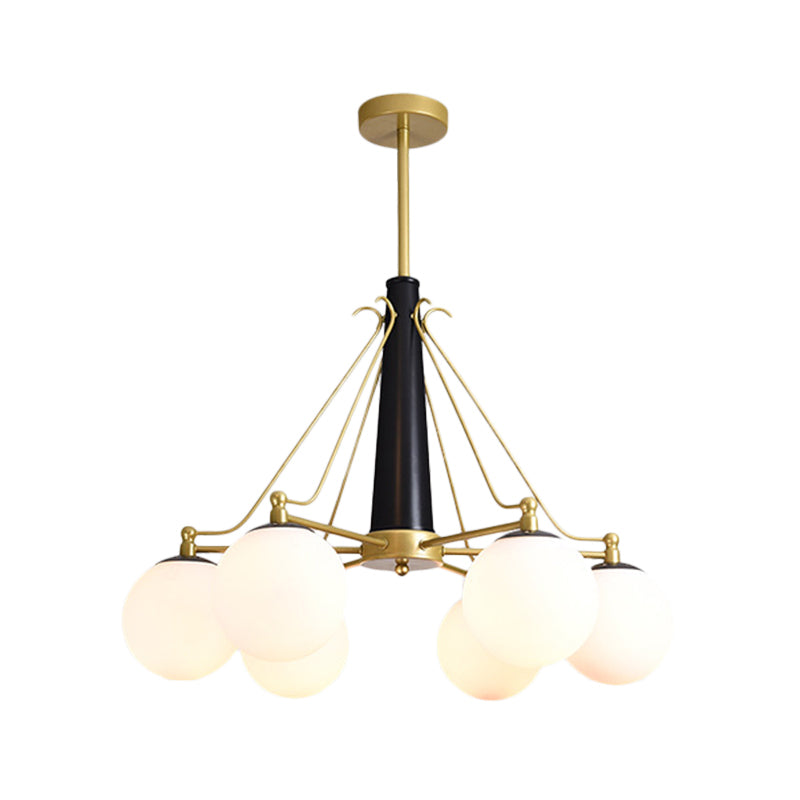 Milky Glass Chandelier Light Fixture - Modern Style 6/8 Lights Gold Finish Ideal For Living Room