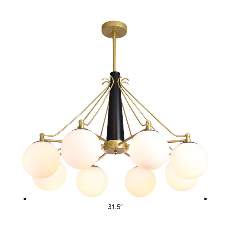 Milky Glass Chandelier Light Fixture - Modern Style 6/8 Lights Gold Finish Ideal For Living Room