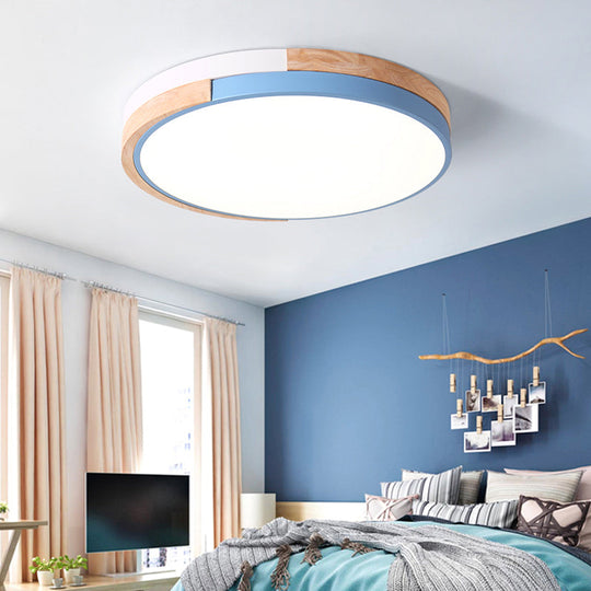 Contemporary Led Metal Circle Flush Light With Acrylic Diffuser In Warm/White - Pink/Yellow/Blue