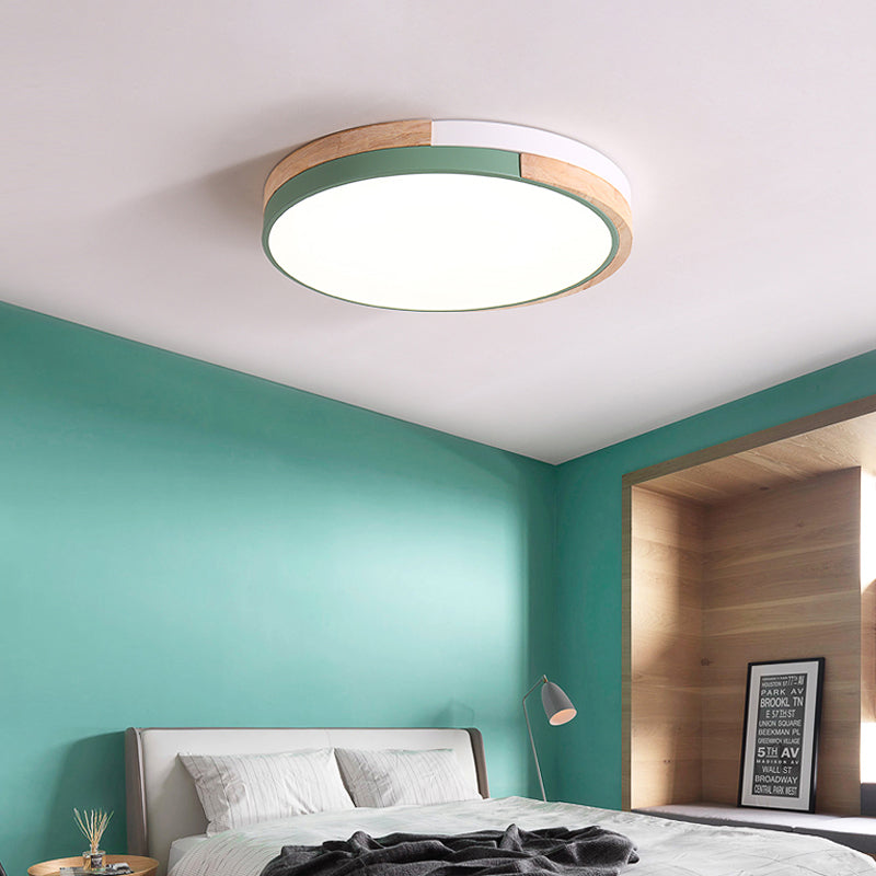 Contemporary Led Metal Circle Flush Light With Acrylic Diffuser In Warm/White - Pink/Yellow/Blue