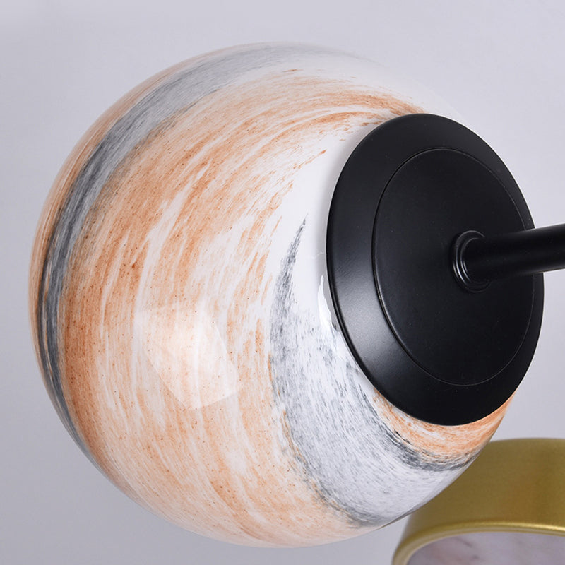 Hand Blown Glass Round Chandelier Light - Contemporary Pendant Lighting Fixture In Gold (6/8 Lights)