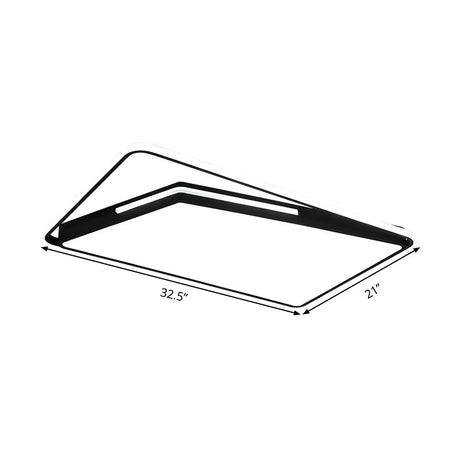 Modern Rectangle Ceiling Mounted Led Flush Light Fixture For Living Room - Black/White With