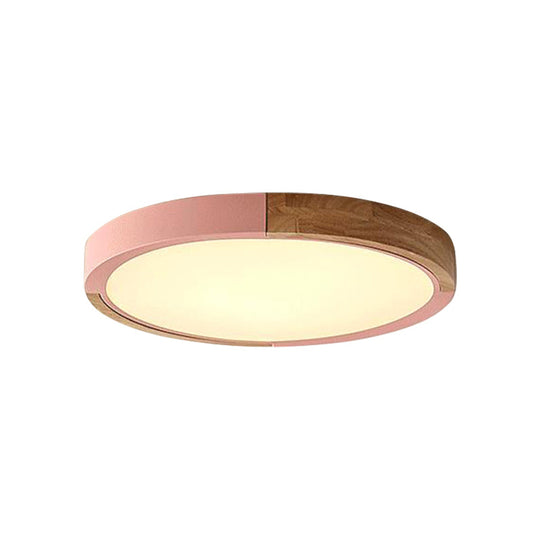 Circular Macaron Led Flush Mount Ceiling Light In 3 Colors And 2 Options 16’/19.5’ Wide