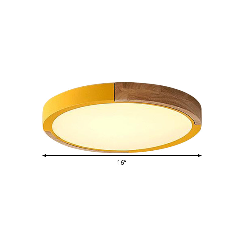 Circular Macaron Led Flush Mount Ceiling Light In 3 Colors And 2 Options 16/19.5 Wide