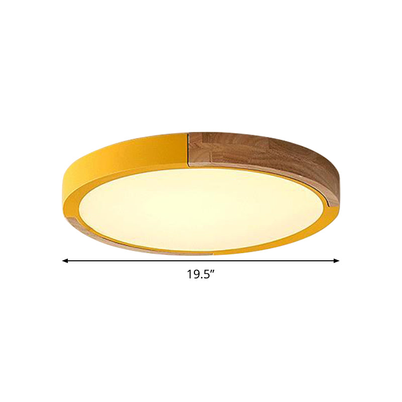 Circular Macaron Led Flush Mount Ceiling Light In 3 Colors And 2 Options 16/19.5 Wide