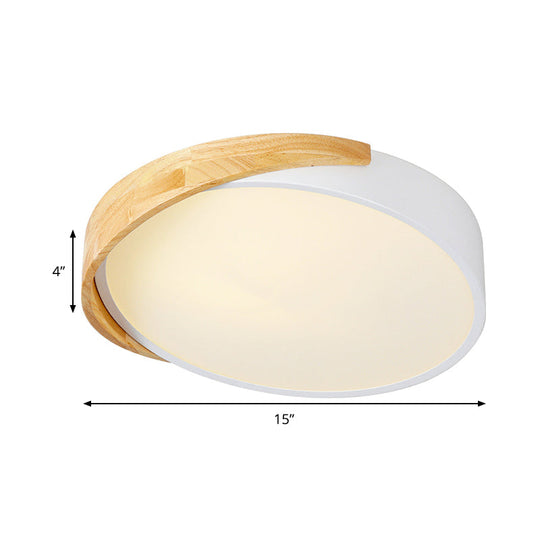 Metal Round Flushmount Macaron Led Ceiling Lamp In Warm/White Light - White Finish