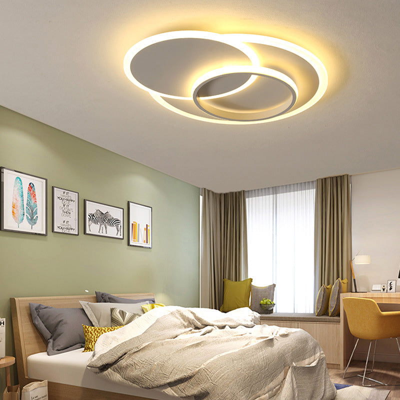 Modern Flush Mount Led Ceiling Lamp For Bedrooms - 19’/23’ Wide Stepless Dimming Remote Control