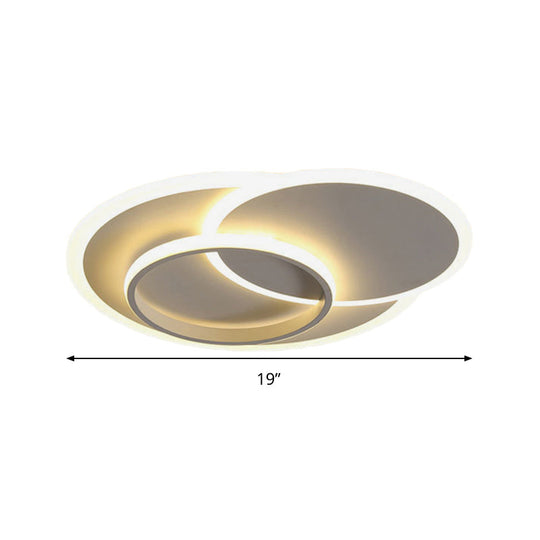 Modern Flush Mount Led Ceiling Lamp For Bedrooms - 19/23 Wide Stepless Dimming Remote Control White