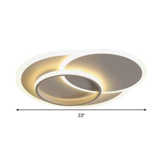 Modern Flush Mount Led Ceiling Lamp For Bedrooms - 19/23 Wide Stepless Dimming Remote Control White