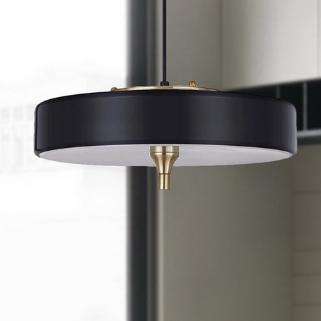 Modern Drum Chandelier - Light Blue/White/Black Metal 3-Light Dining Room Hanging Fixture