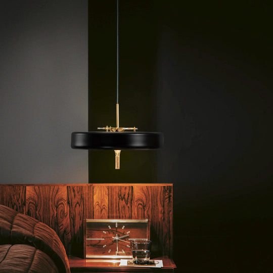 Modern Drum Chandelier Light Blue/White/Black Metal - 3-Light Dining Room Hanging Fixture