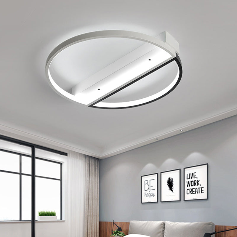 Minimalist Acrylic Led Ceiling Light - Flush Mount Ring Design Black-White / 17 White
