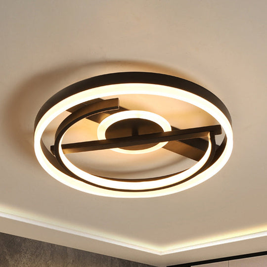 Contemporary Circle Acrylic Ceiling Mounted Led Flush Light - 16’/19.5’ Wide Black/White