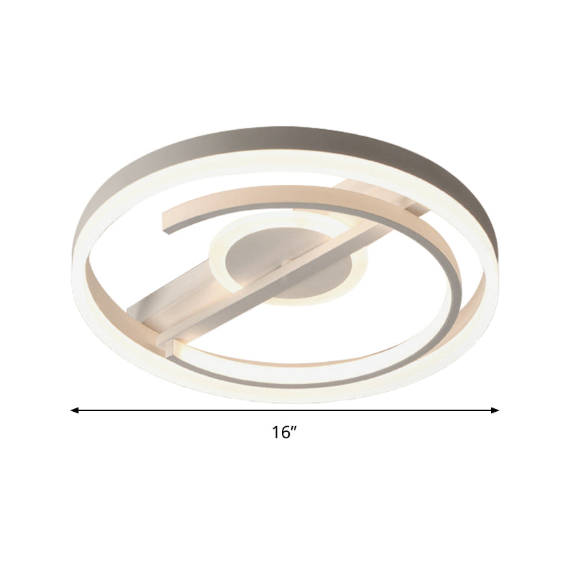 Contemporary Circle Acrylic Ceiling Mounted Led Flush Light - 16’/19.5’ Wide Black/White