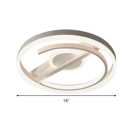 Contemporary Circle Acrylic Ceiling Mounted Led Flush Light - 16’/19.5’ Wide Black/White