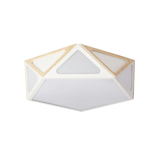 Modern Geometric Flush Light: Acrylic White/Pink/Yellow Led Ceiling Fixture Warm/White Light 16/19.5