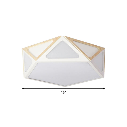Modern Geometric Flush Light: Acrylic White/Pink/Yellow Led Ceiling Fixture Warm/White Light 16/19.5