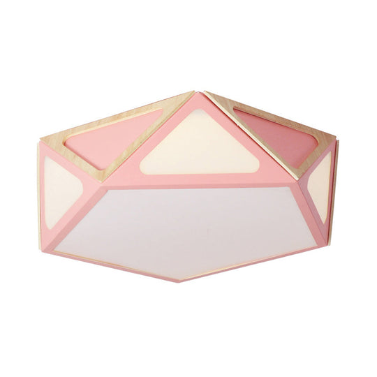 Modern Geometric Flush Light: Acrylic White/Pink/Yellow Led Ceiling Fixture Warm/White Light