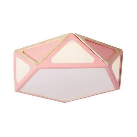 Modern Geometric Flush Light: Acrylic White/Pink/Yellow Led Ceiling Fixture Warm/White Light 16/19.5