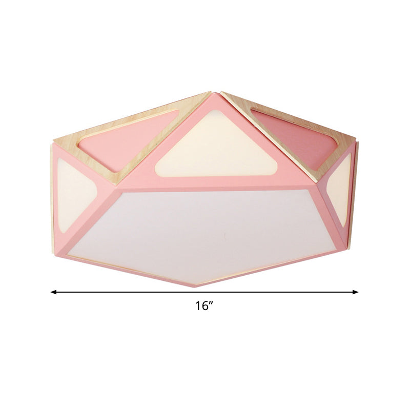 Modern Geometric Flush Light: Acrylic White/Pink/Yellow Led Ceiling Fixture Warm/White Light