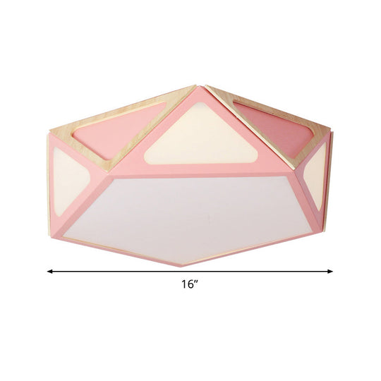 Modern Geometric Flush Light: Acrylic White/Pink/Yellow Led Ceiling Fixture Warm/White Light