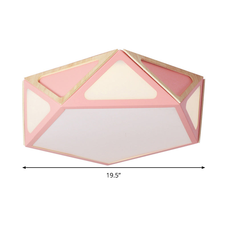 Modern Geometric Flush Light: Acrylic White/Pink/Yellow Led Ceiling Fixture Warm/White Light
