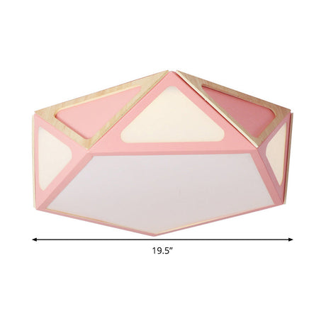Modern Geometric Flush Light: Acrylic White/Pink/Yellow Led Ceiling Fixture Warm/White Light 16/19.5