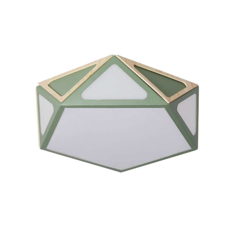 Modern Geometric Flush Light: Acrylic White/Pink/Yellow Led Ceiling Fixture Warm/White Light 16/19.5