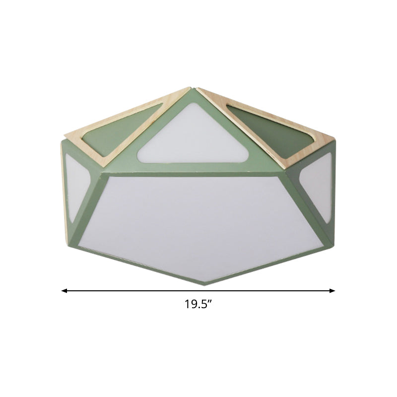 Modern Geometric Flush Light: Acrylic White/Pink/Yellow Led Ceiling Fixture Warm/White Light