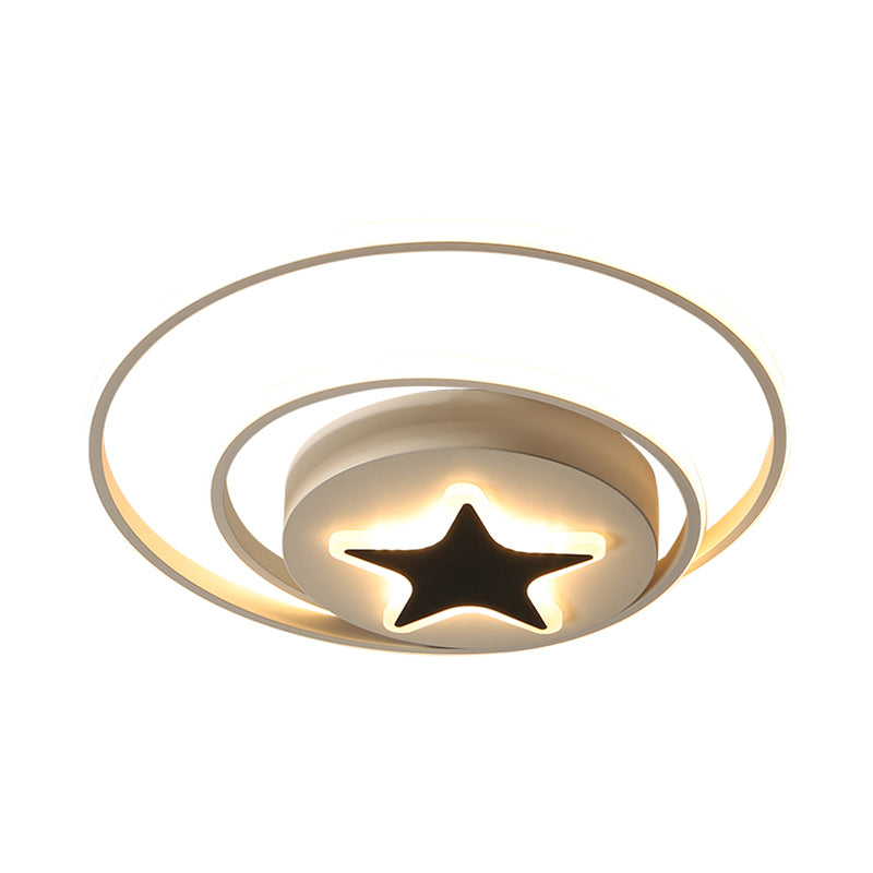 Contemporary Circle Acrylic Ceiling Fixture - Black/White Led Flush Mount 16/19.5 Wide White