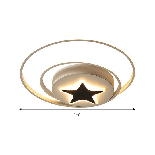 Contemporary Circle Acrylic Ceiling Fixture - Black/White Led Flush Mount 16’/19.5’ Wide White