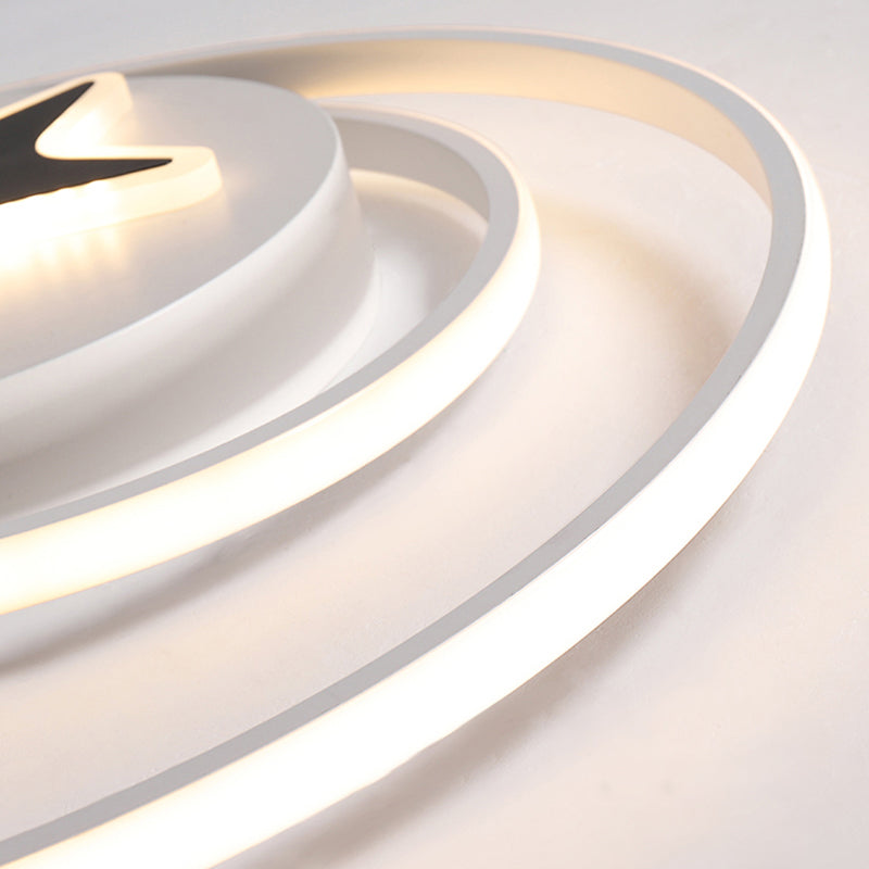 Contemporary Circle Acrylic Ceiling Fixture - Black/White Led Flush Mount 16’/19.5’ Wide White