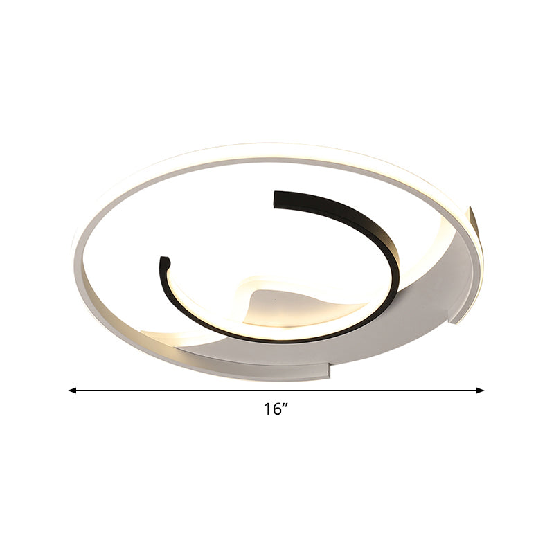 Modern Acrylic Ceiling Light: Semi - Circle Shape In Black & White Flush Mounted With Led Remote -