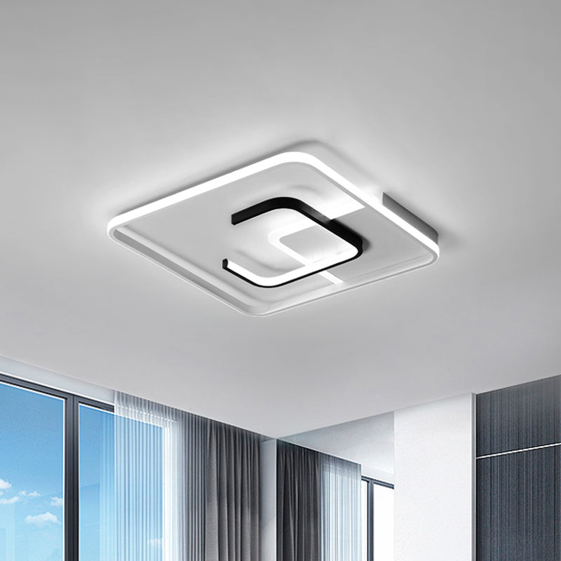 Minimalist Black And White Led Ceiling Light With Remote Control Stepless Dimming - 16’/19.5’