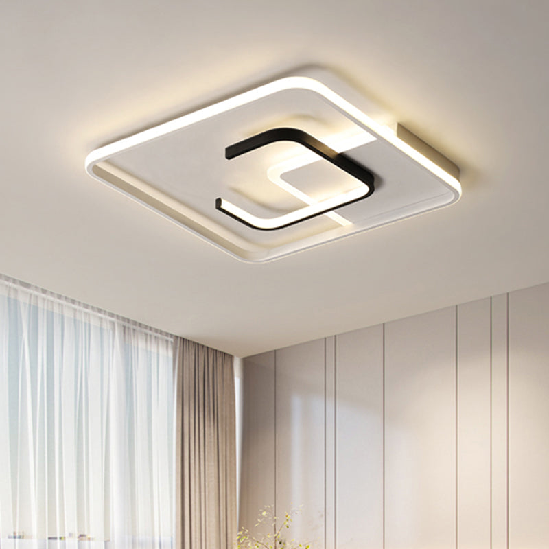 Minimalist Black And White Led Ceiling Light With Remote Control Stepless Dimming - 16/19.5 Wide