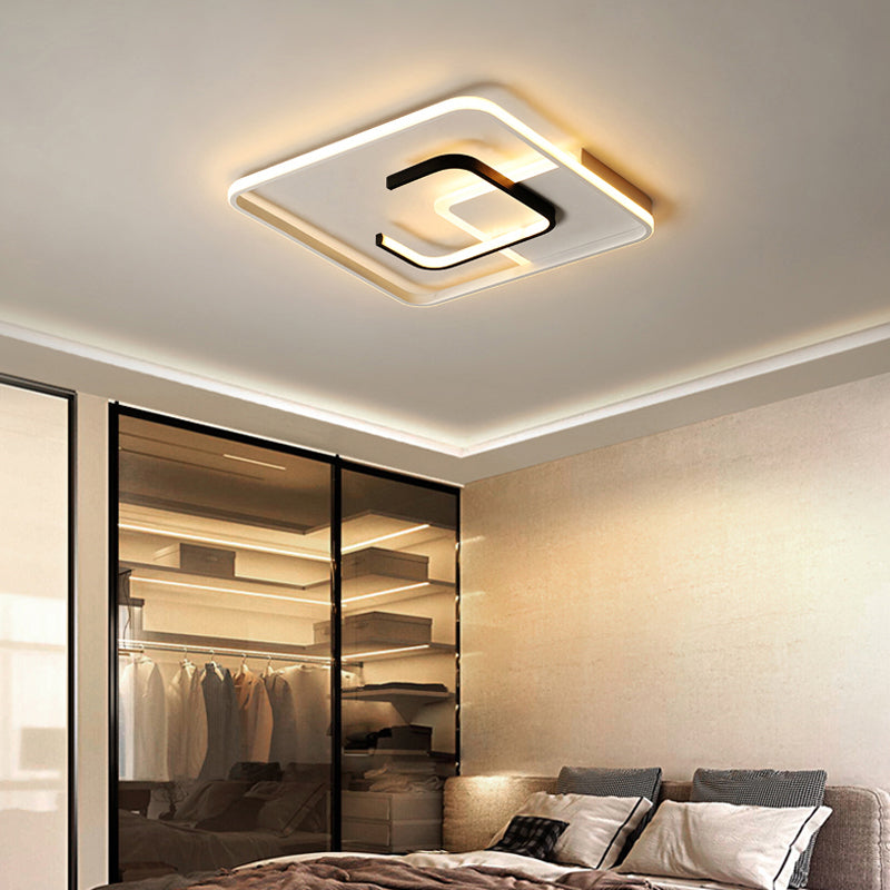 Minimalist Black And White Led Ceiling Light With Remote Control Stepless Dimming - 16’/19.5’