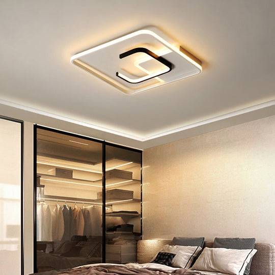 Minimalist Black And White Led Ceiling Light With Remote Control Stepless Dimming - 16’/19.5’