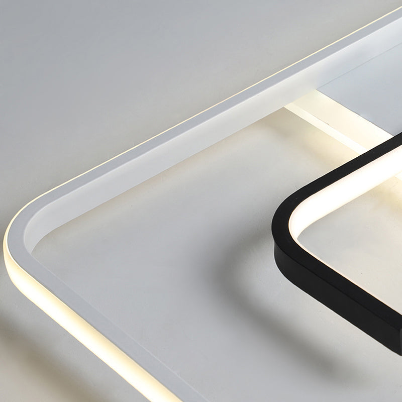 Minimalist Black And White Led Ceiling Light With Remote Control Stepless Dimming - 16/19.5 Wide